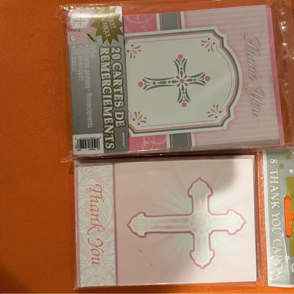 Amscan Pink and White Thank You Cards with Cross Design - Picture 9 of 9